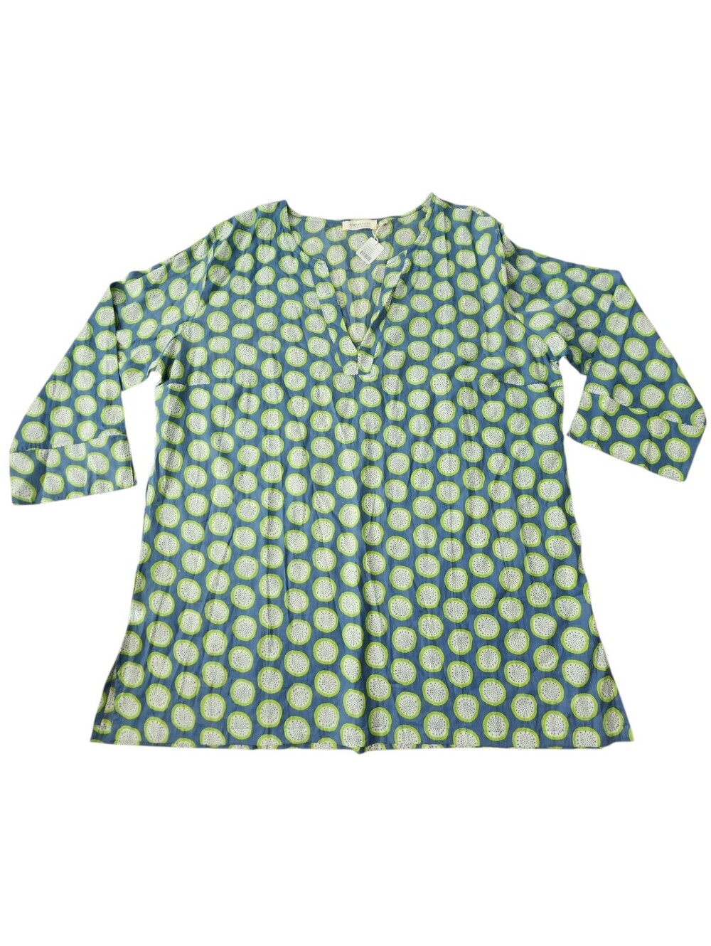 Blu Threads Rockflowerpaper Dragonfruit Cotton Kurta Top Blue Green XL NWT
